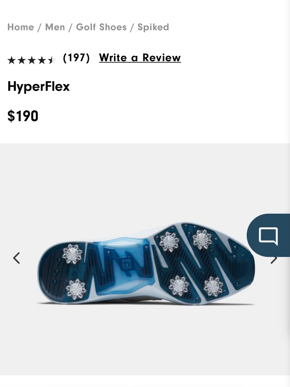 FootJoy HyperFlex Men’s White with Navy and Light Blue Golf Spiked Shoe - Picture 2 of 5